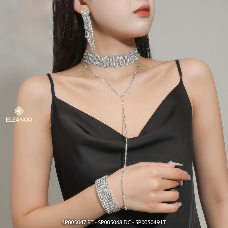 Bông tai dây chuyền vòng tay nữ dáng dài Eleanor Accessories bộ trang sức đính đá phụ kiện trang sức 5047