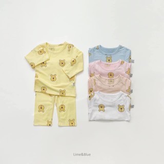 Bộ rời dài tay Gấu Pooh nhỏ Lime&Blue Hàn Quốc cho bé