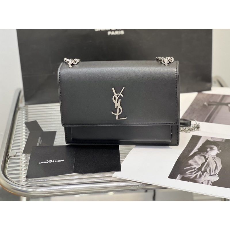 Túi Xách YSL SUNSET FLAP Khoá Bạc Size 22  -  By Willow.luxury