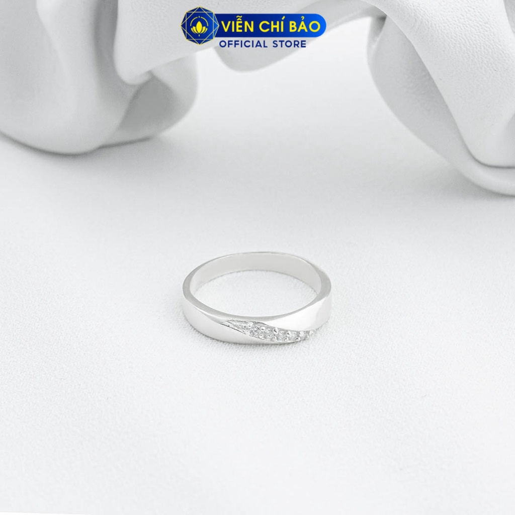 Nhẫn bạc nữ một hàng đá chéo chất liệu bạc 925 thời trang phụ kiện trang sức Viễn Chí Bảo N700409