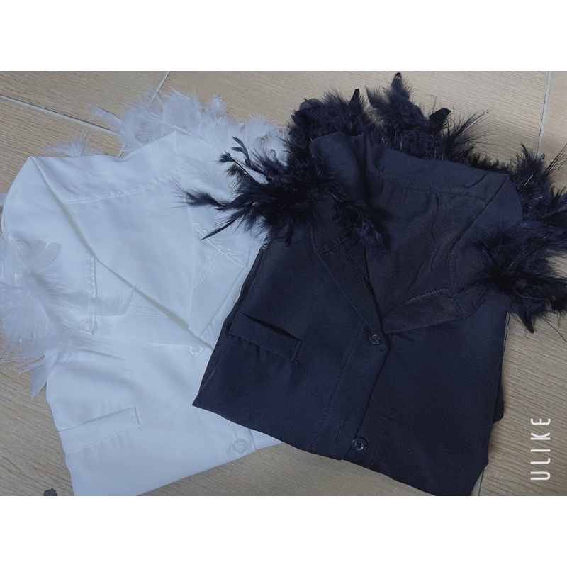 Áo sơmi lông vũ dài tay , Áo sơ mi satin tay dài dáng rộng thời trang hàn quốc L99