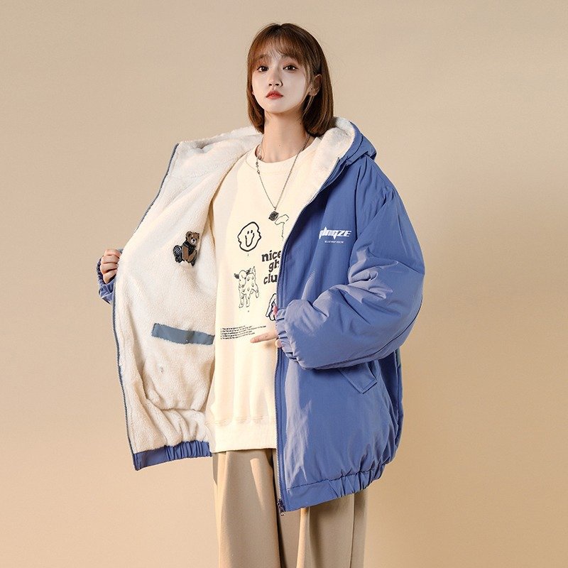 Áo khoác lông cừu HMIA FKZ unisex nam nữ mặc được cả 2 mặt dày dày siêu ấm áo đại Hàn