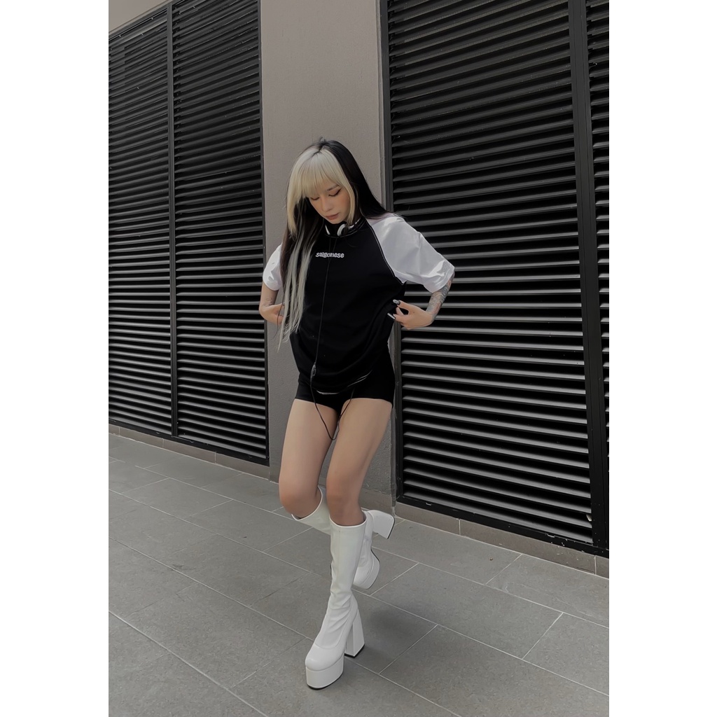 Áo Thun Raglan SAIGONESE Basic Form Rộng Tay Lỡ Unisex / Đen Tay Trắng