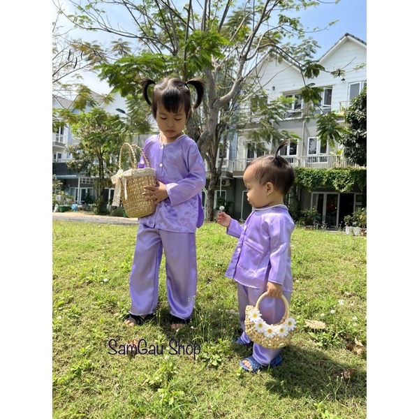 Bà ba màu Tím cho bé Gái, bộ Bà ba áo tím cho bé từ 7-30kg SamGo Shop