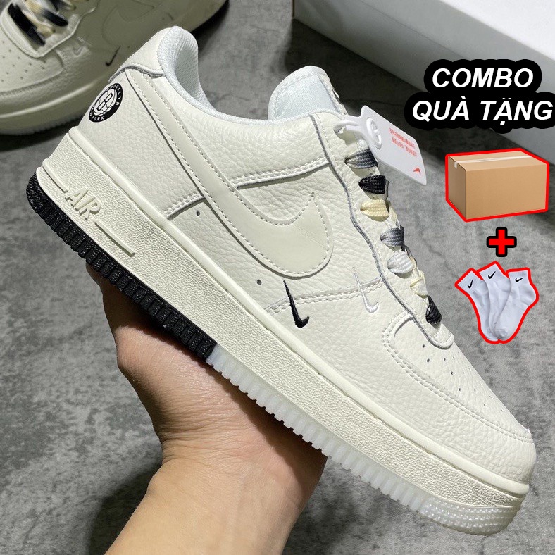 Giày Air Force 1 Low Brook Lyn Sail Black, giày AF1 Chữ B Màu Be Đế Âm Dương 2 Màu Cực Hot Full Size+Bill Box