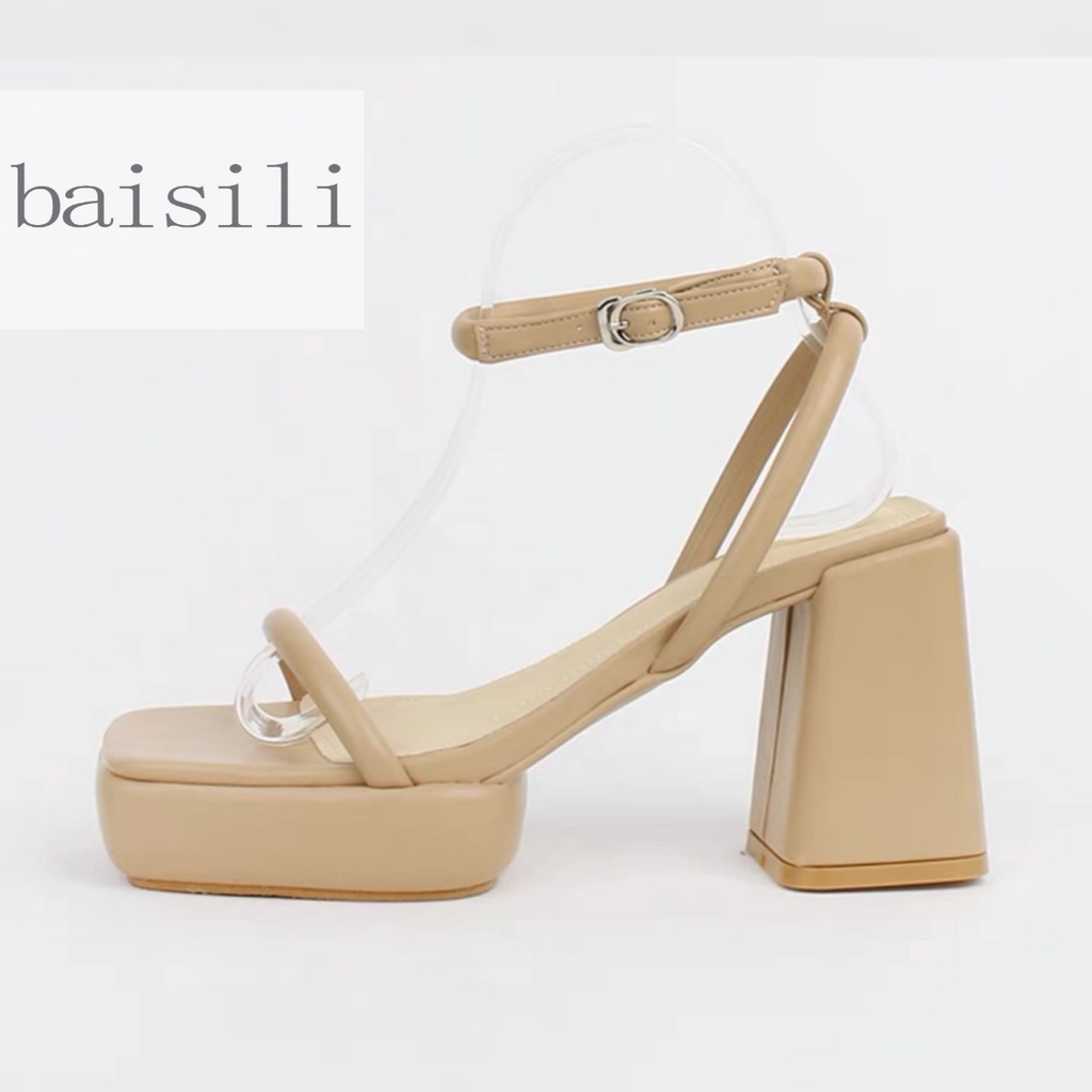 GIÀY CAO GÓT BAISILI - SANDAL MŨI VUÔNG GÓT VUÔNG ĐÚP NỮ - GIÀY THỜI TRANG PHONG CÁCH HIỆN ĐẠI BG230212