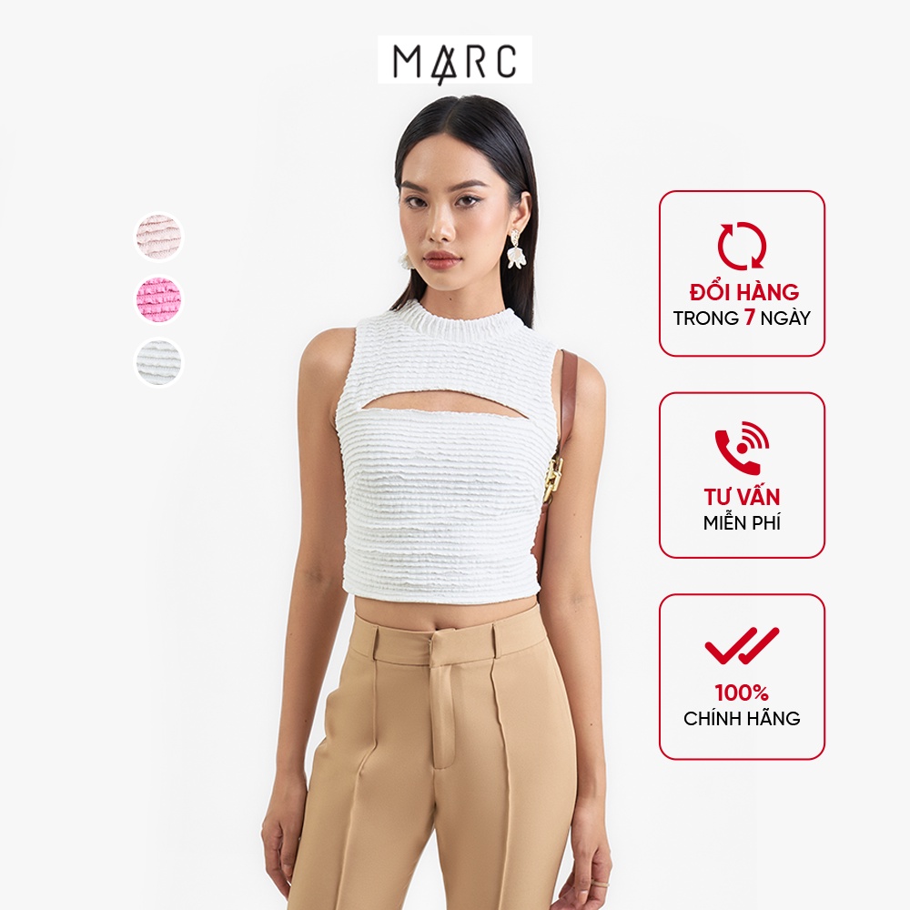 Áo croptop nữ MARC FASHION sát nách cổ tròn xẻ ngực CBLH111522