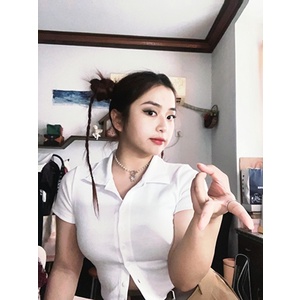 Ethelgirl Áo Thun Croptop Tay Ngắn Cổ Polo Màu Trơn Dáng Ôm Thời Trang Hàn Quốc Quyến Rũ Cho Nữ