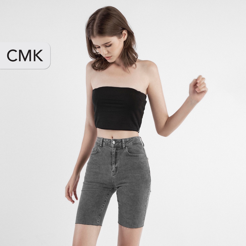 Quần biker jean CHICMONKI chất co giãn, màu xám - BIKER SHORTS CMJ1302