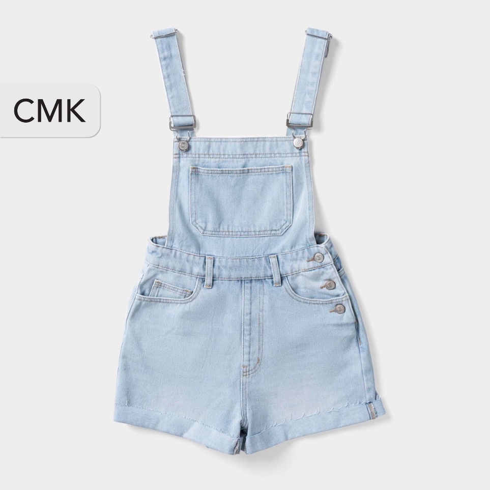 Yếm quần CHICMONKI xắn lai màu nhạt - DENIM SHORTALLS CMJ1386