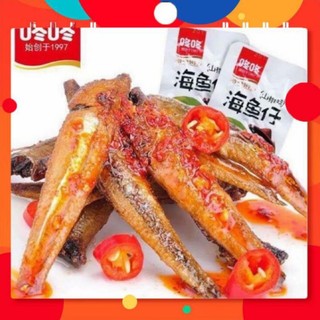 1 hộp cá cơm cay 65k/20 gói