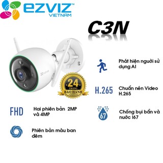 Camera Wifi EZVIZ C3N 2mpx, Ngoài Trời AI Thông Minh EZVIZ C3N (1080P) Màu Ban Đêm, Bảo Hành 24 Tháng