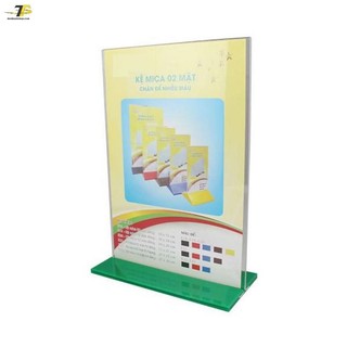 Kệ mica 2 mặt A5 đứng E07 đế lùa, kích thước 15x21 cm