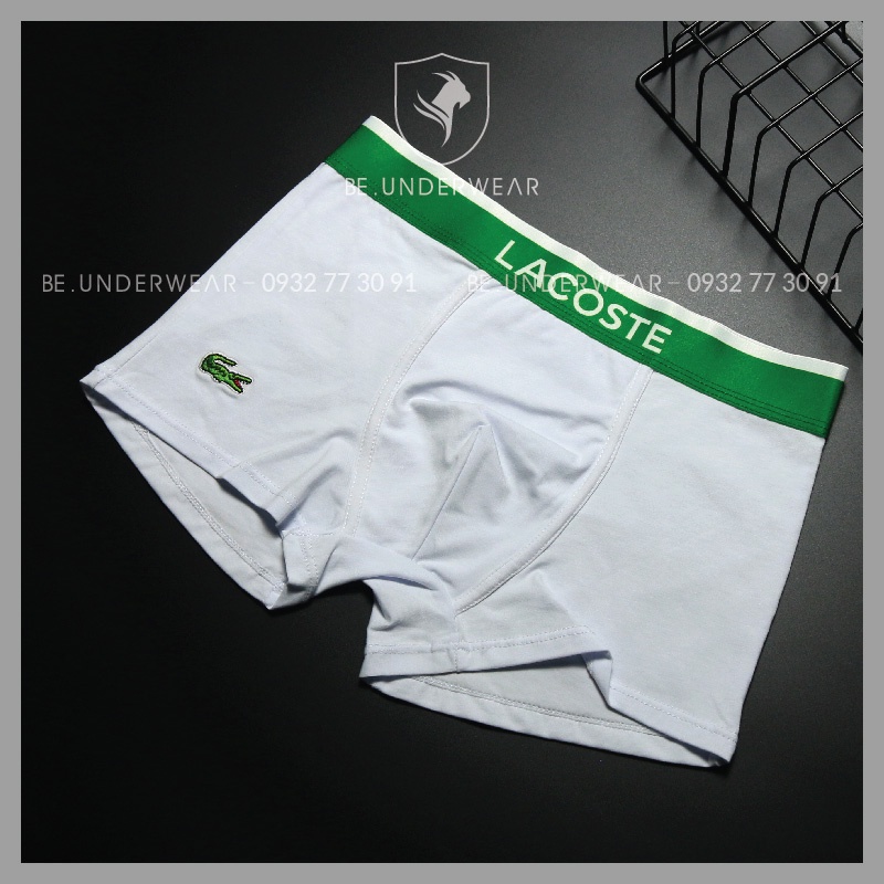 Combo 3 quần sịp nam boxer full box Be Underwear màu trắng, xanh lá, đen BLA1CB