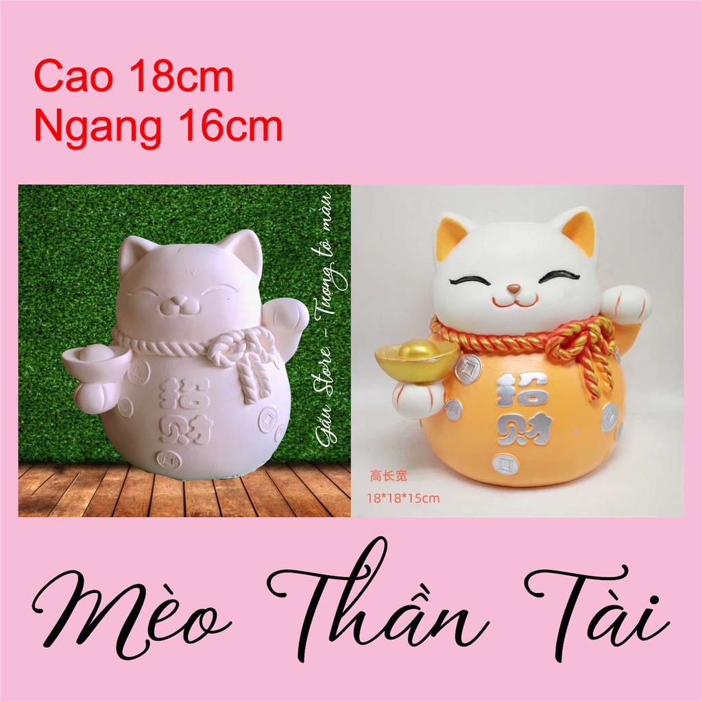 Tượng Tô Màu Cao Cấp (Size XXL) MÈO THẦN TÀI CUTE - Shop Thạch Cao Hải Hạnh - Đồ chơi giá rẻ