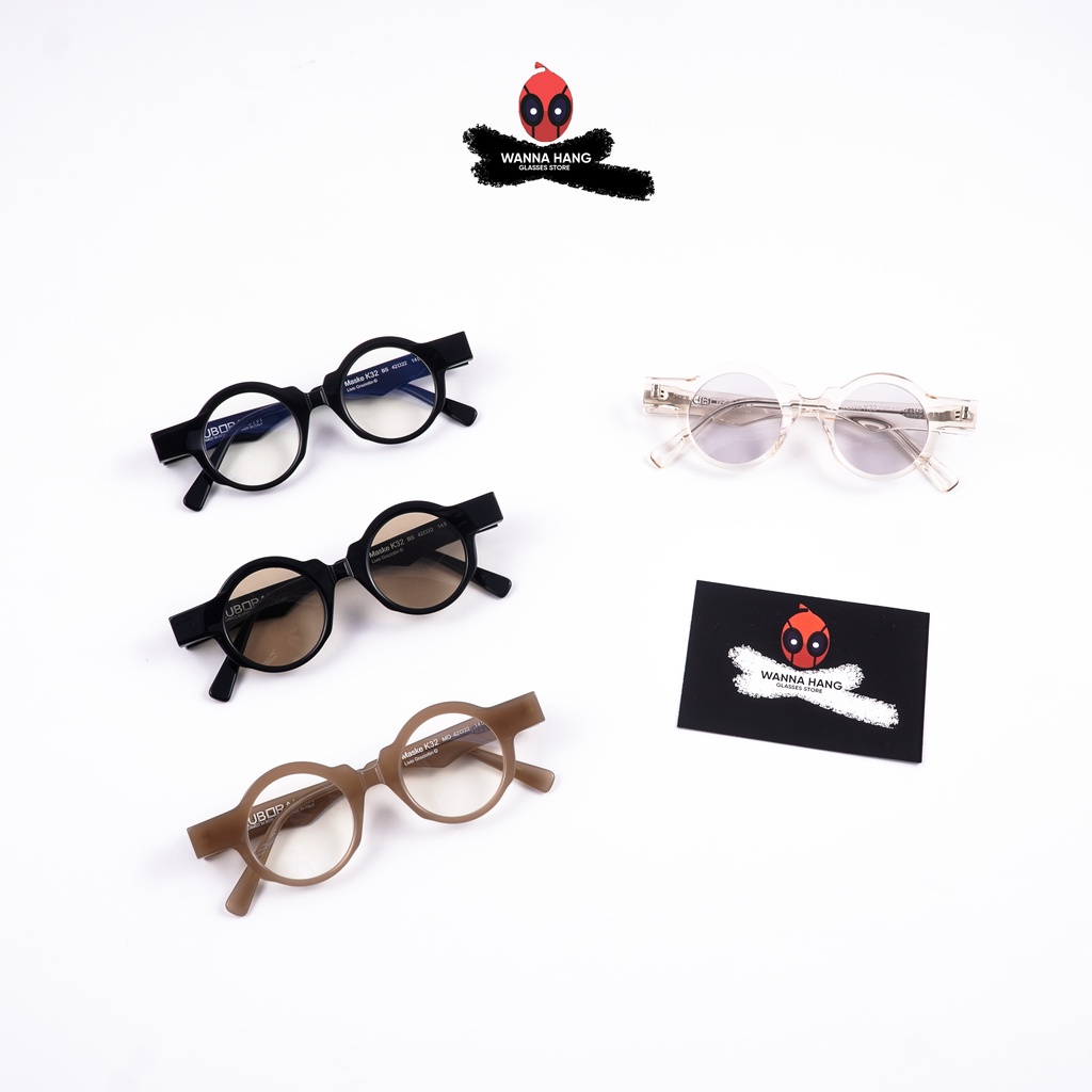 Gọng kính râm Kuboraum dáng tròn retro K32 tròng kính chống tia UV cao cấp Wanna Hang WHKBK32