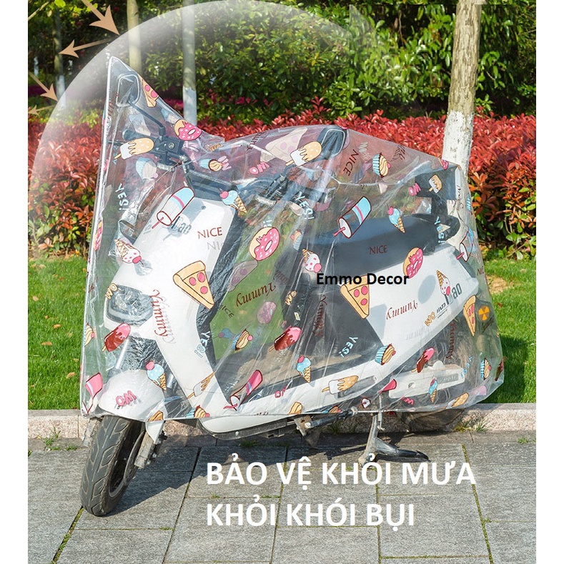 Bạt phủ xe máy áo trùm phủ bọc che mưa gió bụi vô cùng gọn nhẹ, dễ lắp đặt, sạch sẽ, không mùi