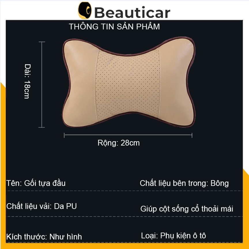 Gối tựa đầu ô tô xe hơi chất liệu da PU, giảm mỏi vai gáy XETABON chất liệu cao cấp siêu đàn hồi