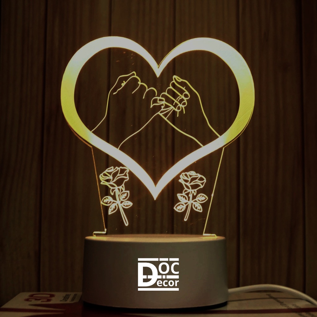 Đèn ngủ 3D dễ thương ánh sáng ấm áp, Đèn led decor, Quà tặng độc đáo