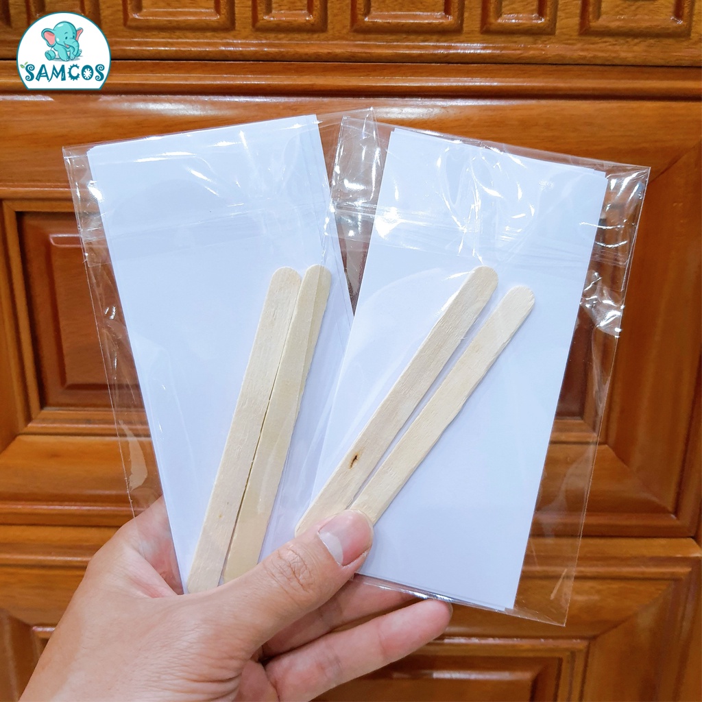 Giấy wax lông và que gạt dành cho sáp wax lông gồm 10-12 tờ giấy và 2 que gỗ an toàn Samcos