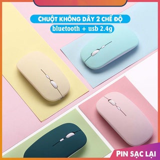 Chuột không dây 2 chế độ bluetooth và usb 2.4ghz tự sạc pin 2 trong 1 chống ồn cho điện thoại, máy tính bảng, laptop