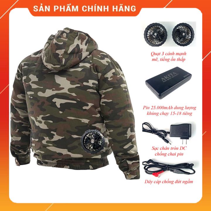Áo Điều Hòa Akita Nhật Bản, Bảo Hộ Lao Động Làm Mát Mùa Hè ( Pin 25000mah Chạy 14-18Tiếng Liên Tục )