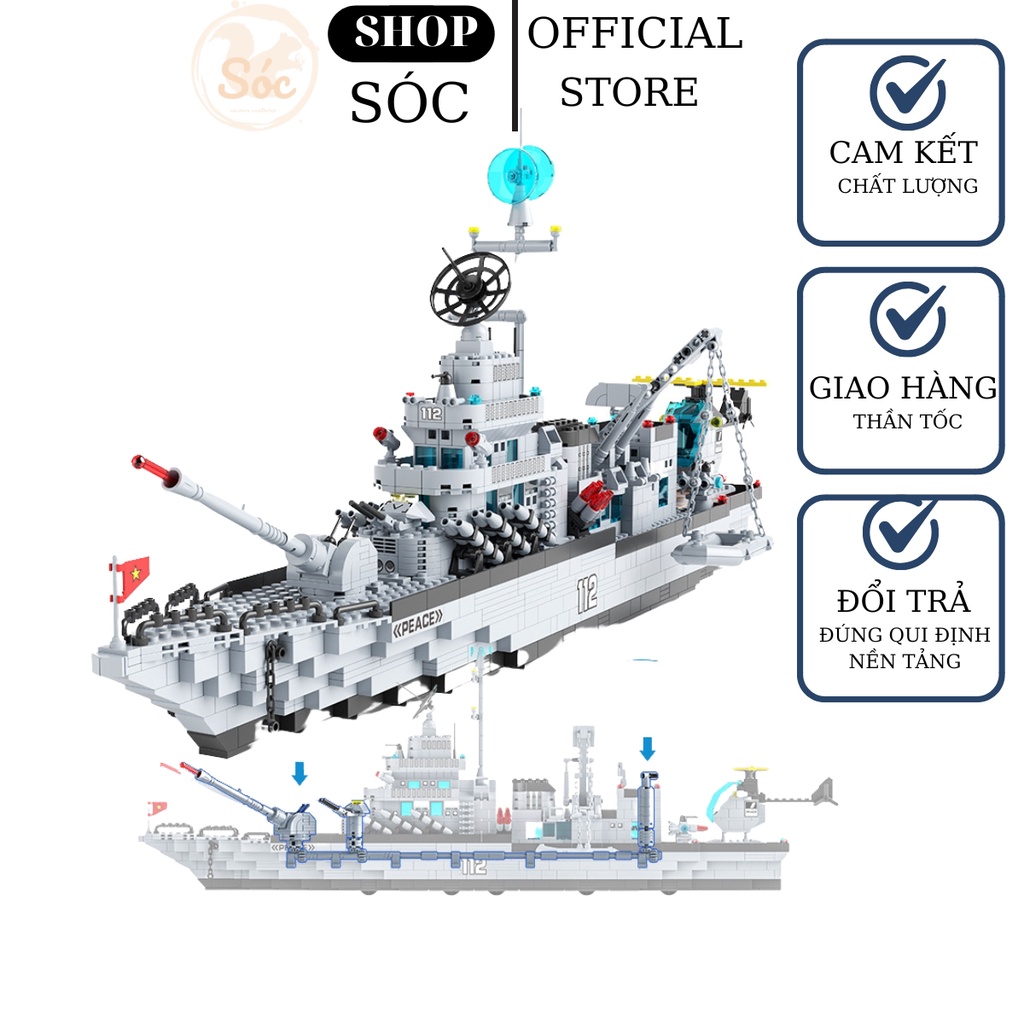 Đồ Chơi Xếp Hình Chiến Hạm 1560 Mảnh, đồ chơi trẻ em Tàu Chiến, BỘ ĐỒ CHƠI LẮP GHÉP XẾP HÌNH Tàu Chiến Hạm, Lắp Ráp OTO