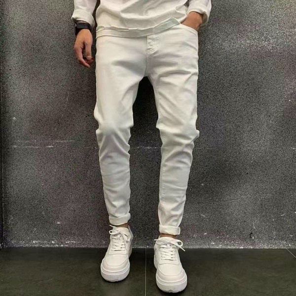 Quần Jeans Nam Màu Trắng Basic Form Skinny Co Giãn [MrBin Studio]