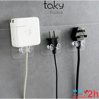 Móc Gài Trong Suốt Treo Phích Điện, Móc Dán Tường, Móc Gài Các Loại Phích Cắm Điện Gọn Gàng, Tiện Dụng. TakyHome 4000