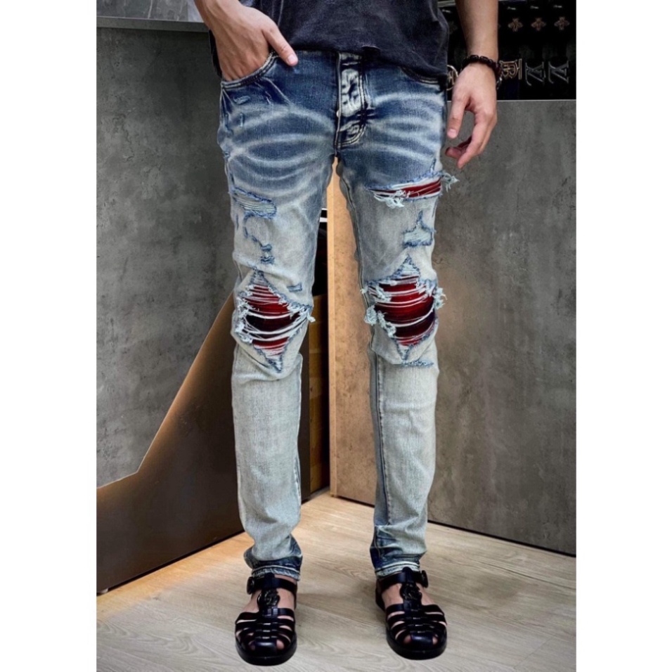 likeauth  likeauth  Quần jeans [ Siêu phẩm mới ] Quần Jean Amiri rách vá wash đỏ CA 5059