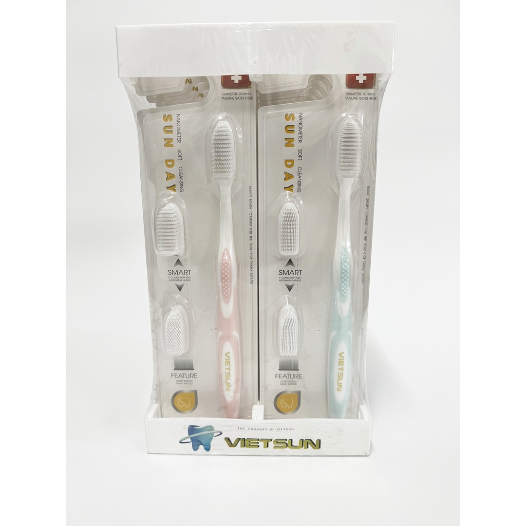 Bàn chải đánh răng cao cấp Vietsun Sunday - 3 đầu thay thế