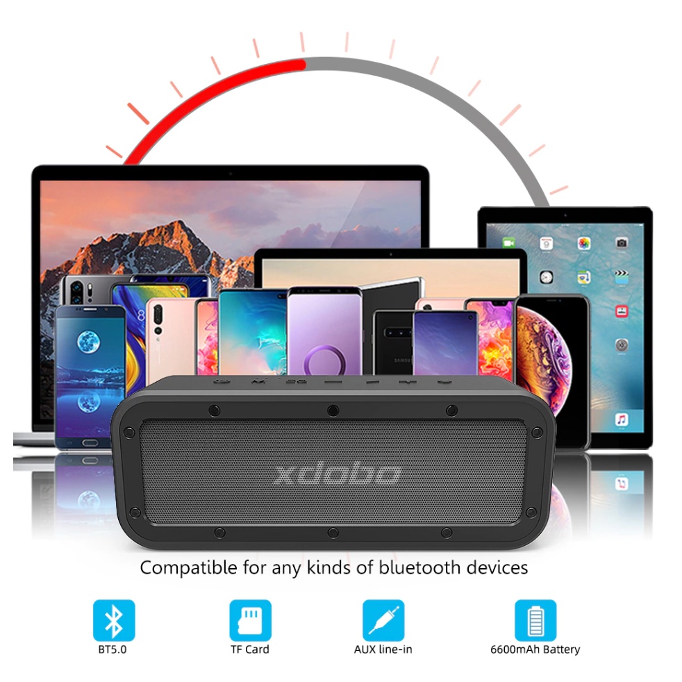 Loa Bluetooth 5.0 Siêu Trầm Xdobo Wake 1983 Công suất 50W Hỗ trợ DSP, TWS, Thẻ, Chống nước IPX7 - Bảo hành 12 tháng
