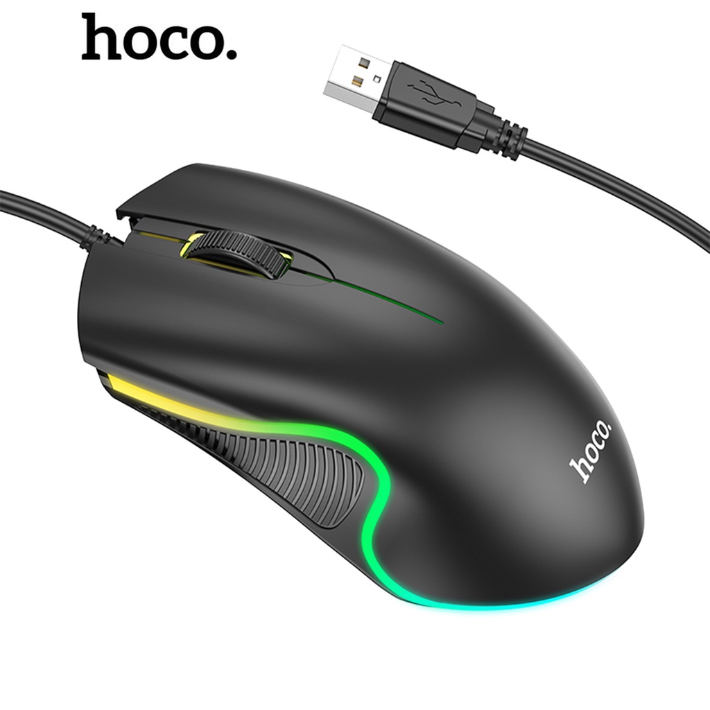Chuột máy tính Hoco GM19 Đèn LED cầm đầm tay, độ nhạy 1000 DPI hỗ trợ chơi game