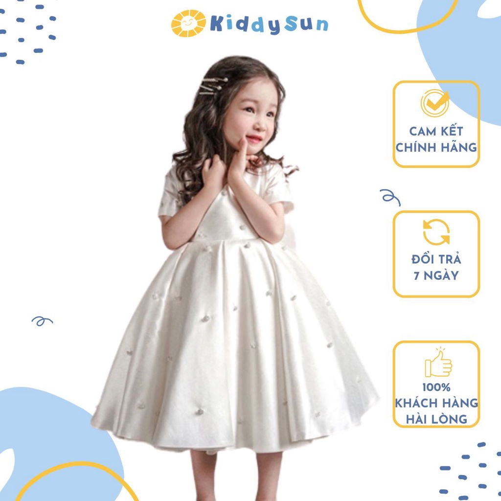 Váy bé gái Kiddy Sun đầm công chúa đính hoa sang xịn mềm mịn dành cho bé gái từ 2,3,4,5,6,7,8,9,10,11,12 tuổi[V375]