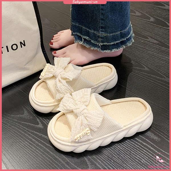 Dép bánh mì nơ áo nơ chống trượt rất mềm sandal nữ