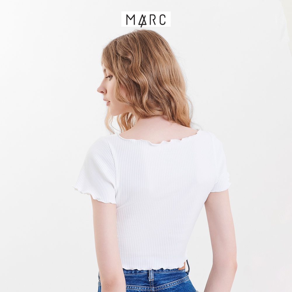 Áo thun gân croptop nữ MARC FASHION tay ngắn cuốn biên CBLT031123