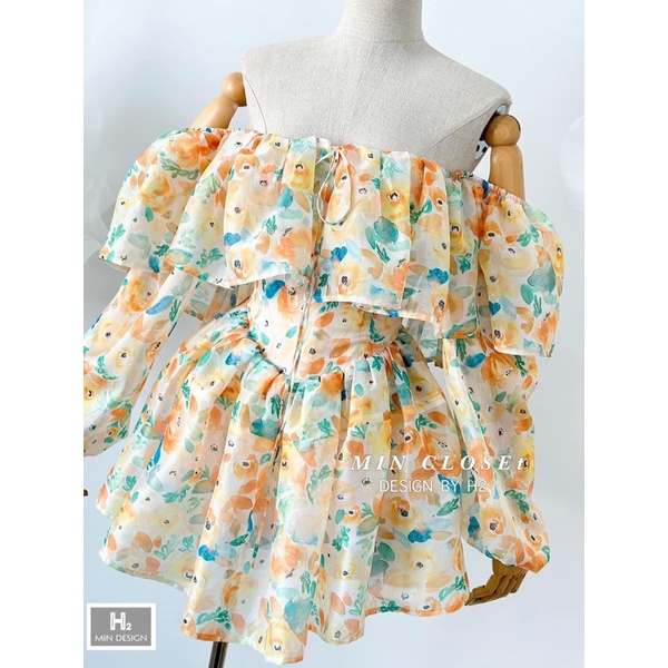 Set Jum hoa trễ vai xinh xắn