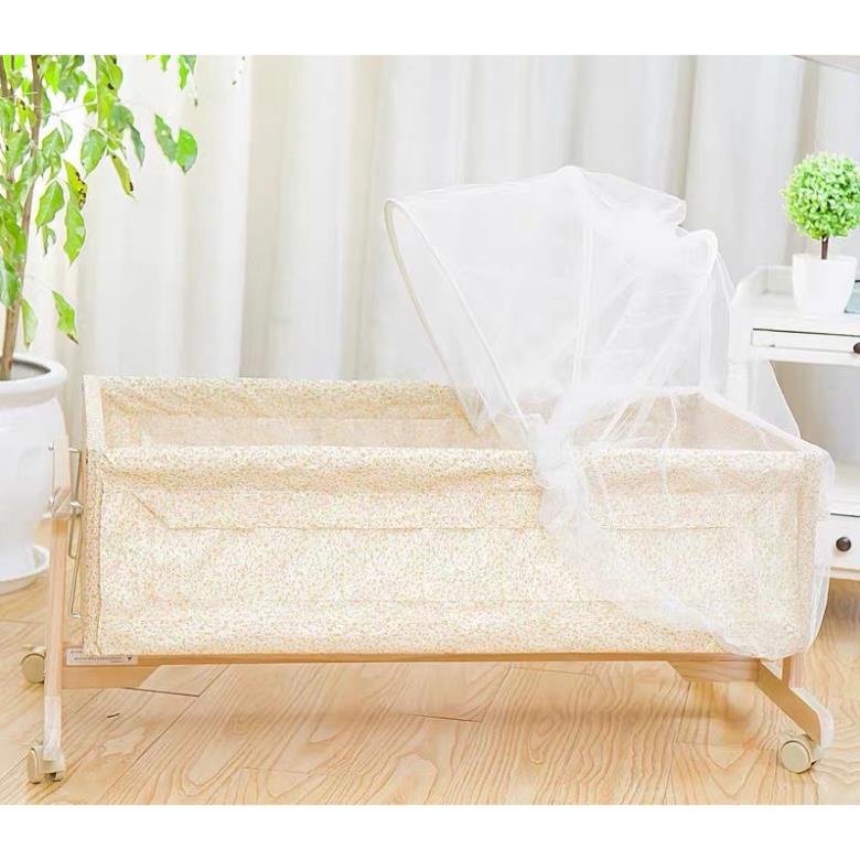 Nôi gỗ đu đưa cho bé , nôi gỗ thông đặt cạnh giường ba mẹ