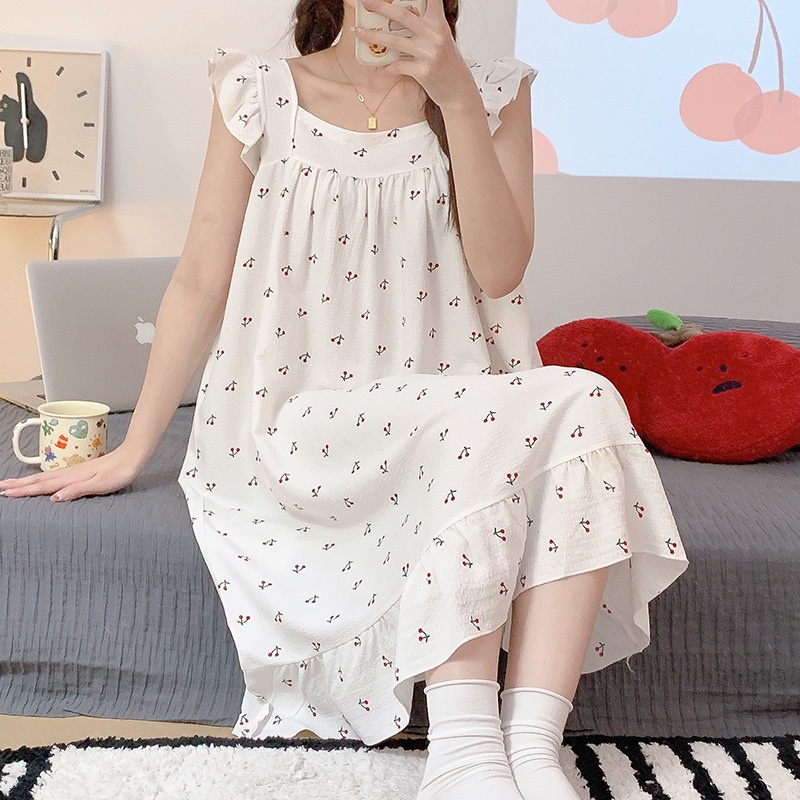 HÀNG SẴN_CÓ BIGSIZE_ Đầm Ngủ Hai Dây Cotton Lanh Cánh Tiên Hè 2023 MOEN21 | BigBuy360 - bigbuy360.vn