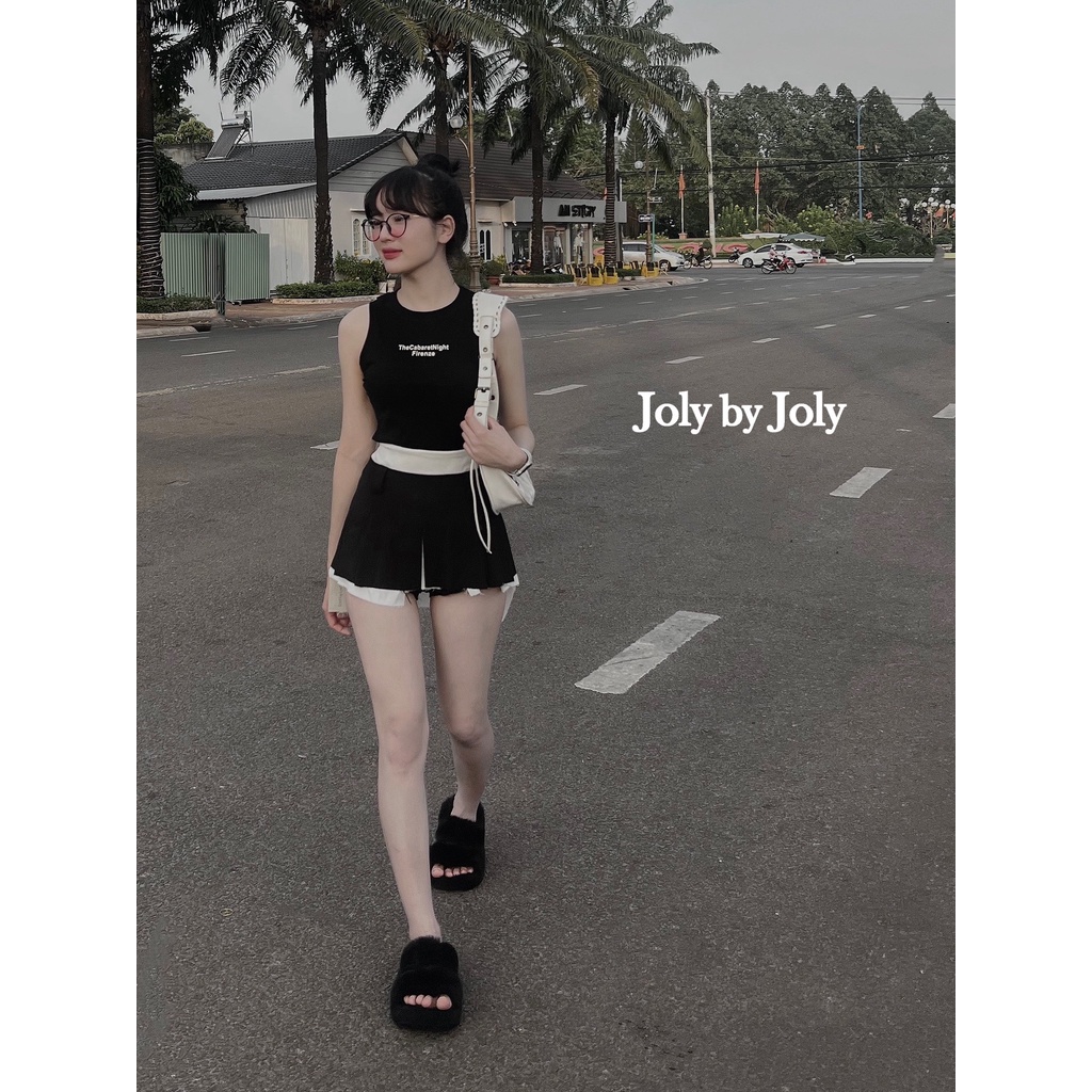 Set Áo CROP FIRENZE JOLYBYJOLY Và Váy Ngắn Trẻ Trung Năng Động Cho Mùa Hè