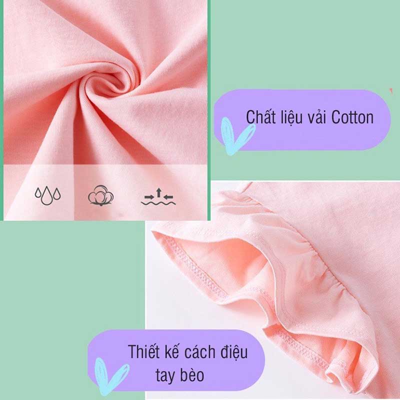 Áo phông áo thun cộc tay TANOSA tay bèo hoạ tiết quả dây tây cho bé gái size 13-33kg