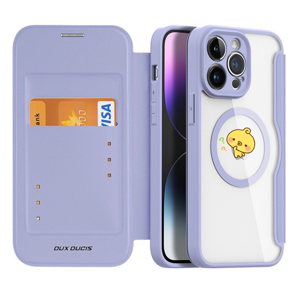 Bao da Dux Ducis  Skin X lưng trong hỗ trợ sạc không dây có ngăn cài thẻ cho iPhone 14 Pro max