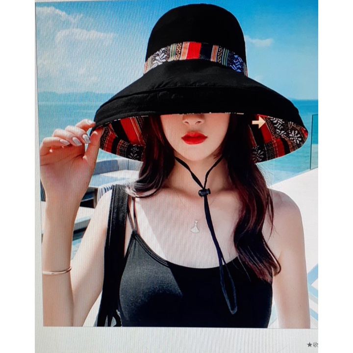 NÓN MŨ VẢI VÀNH RỘNG 2 MẶT KAKI KIỂU THỔ CẨM