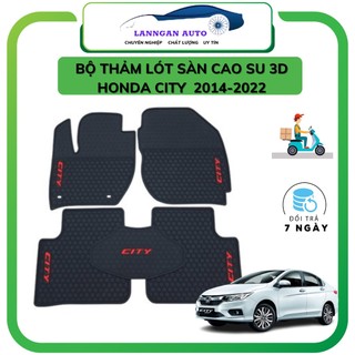 Thảm lót sàn ô tô Honda City 2014-2023 HÀNG ĐẸP, bộ trải sàn cao su PVC đúc, không mùi dễ dàng vệ sinh giá tốt