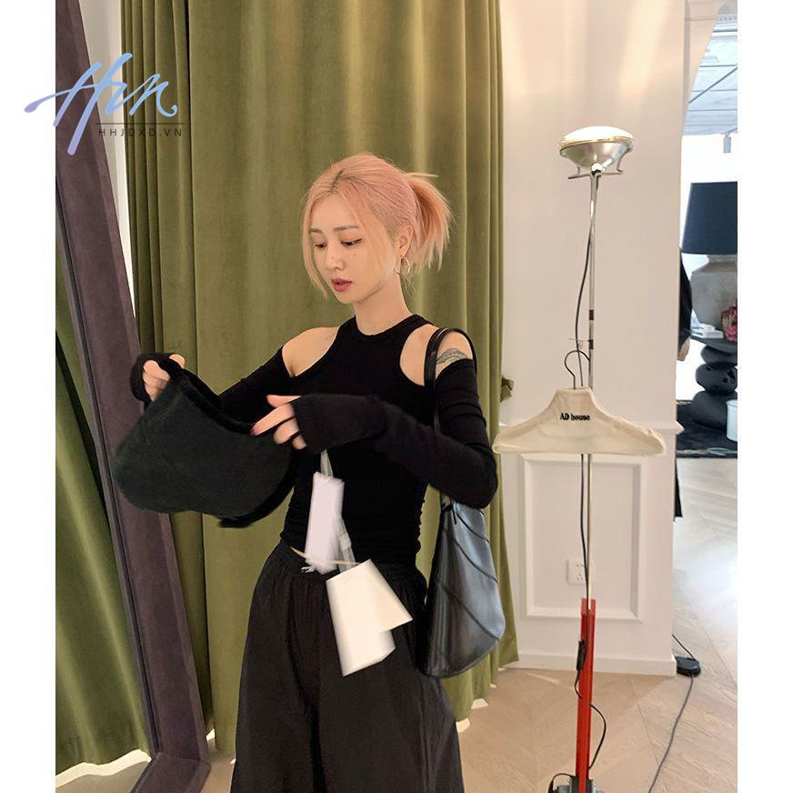 Áo Dệt Kim Ngắn Tay Màu Đen Gợi Cảm Thời Trang Mùa Hè 2022 Cho Nữ