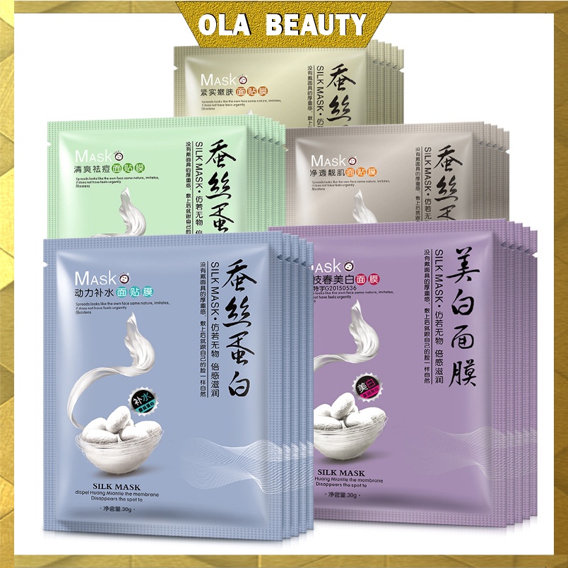Mặt nạ giấy tơ tằm Mask mặt nạ dưỡng da cấp ẩm thải độc mặt nạ nội địa trung olabeauty A49