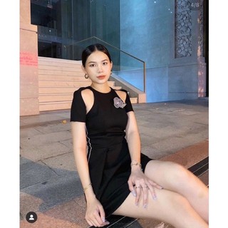 Đầm xoè 2 tầng eo vạt tim