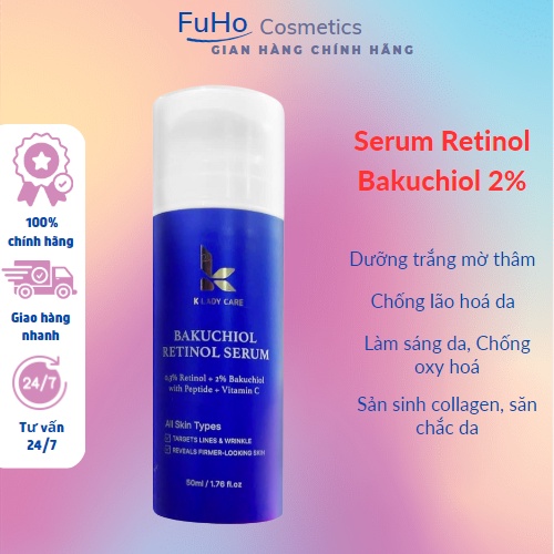 Serum Retinol bakuchiol 2% chống lão hóa, trắng da, mờ nám, tàn nhang 50ml Fuhocometics
