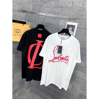 ! Áo Phông Nam Nữ Premium Cotton In Chữ Louboutin Logo Đỏ Hai Mặt - Áo Thun Nam Nữ Form Rộng Unisex. !