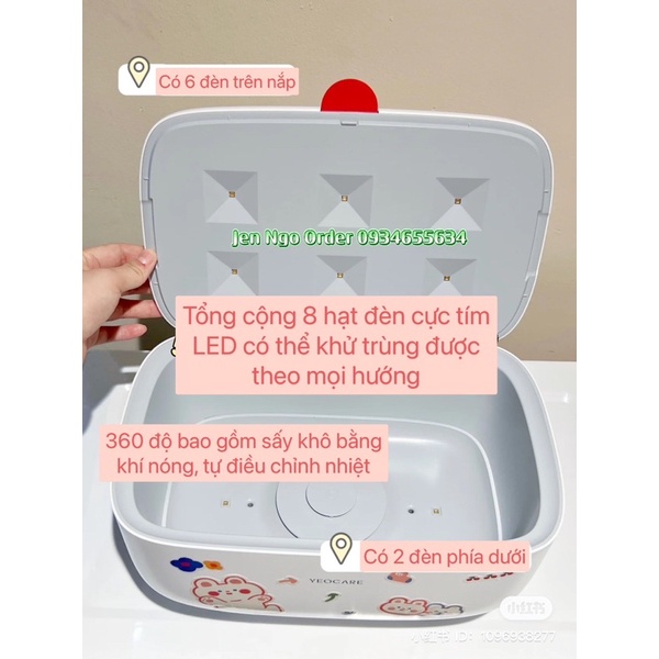 Chính hãng- Máy sấy đồ lót, đồ trang điểm kèm khử trùng UV mini YEOCARE